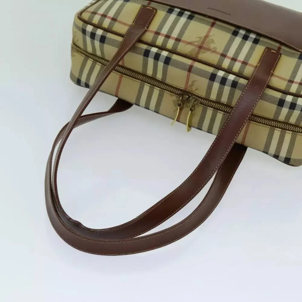 BURBERRY Nova Check Shoulder Bag PVC Leather Beige Auth - Picture 6 of 7